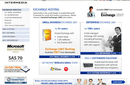 Microsoft Exchange is the world's most popular business messaging platform, with almost 60% of the market. It boosts company productivity through advanced features like always-synced email, files, calendars and contacts; mobile access on devices such as the Treo or Motorola Q; advanced Web mail; shared calendars that let employees see colleagues availability to schedule or rearrange meetings, book conference rooms and plan projects; shared task lists that allow 'to do' lists to be created and assigned, then shared with team members; and shared contacts which guarantee that customers' contact details will never be lost or misplaced.